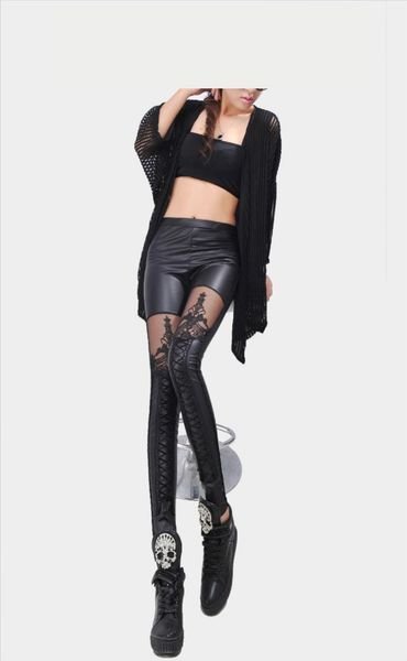 fashionale women ladies lace pu leather leggings solid color pants 0545 drop shipping, Black
fashionale women ladies lace pu leather leggings solid color pants 0545 drop shipping, Black