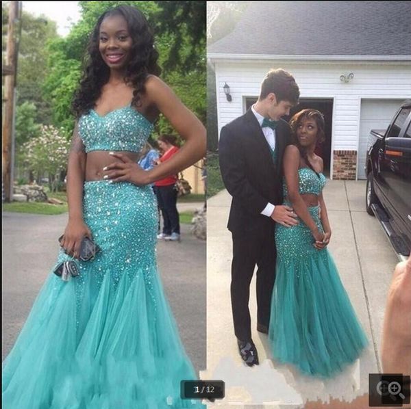 new design two piece mermaid prom dress with beaded crystals formal prom dresses strapless evening party gowns, Black
new design two piece mermaid prom dress with beaded crystals formal prom dresses strapless evening party gowns, Black
