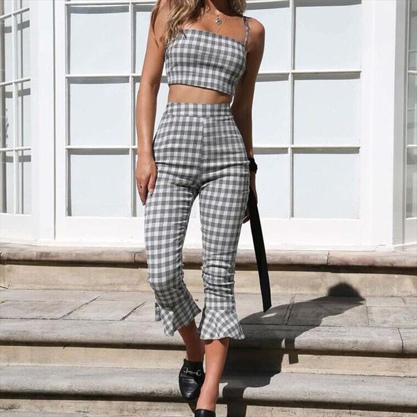 two pieces women sweet bodycon cotton clothing pliads womens ladies crop high waist pants outfits ruffles costumes, Gray
two pieces women sweet bodycon cotton clothing pliads womens ladies crop high waist pants outfits ruffles costumes, Gray