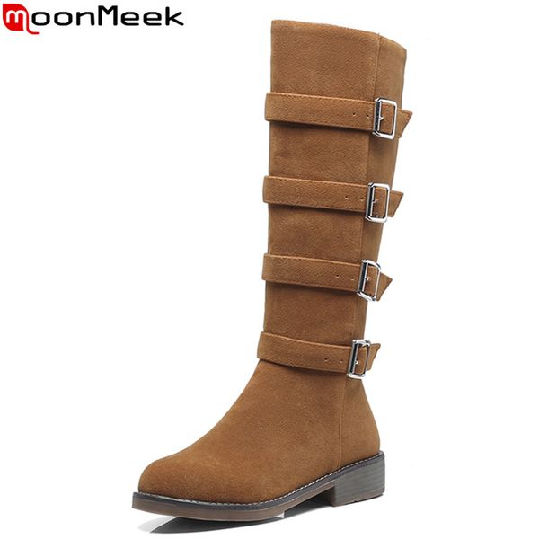boots moonmeek 2021 winter fashion women black buckle flock knee high low heel round toe brown
boots moonmeek 2021 winter fashion women black buckle flock knee high low heel round toe brown