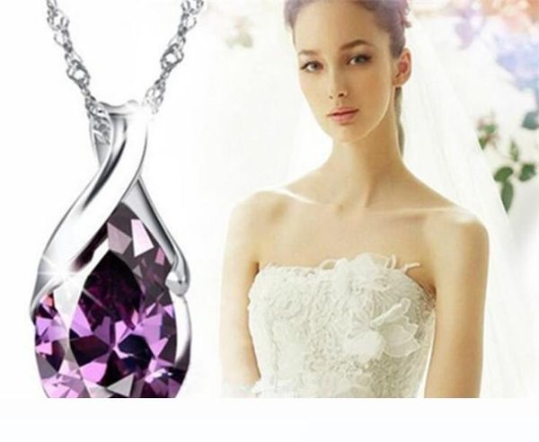 crystal pendant necklace fashion women purple diamond necklace jewelry r265, Silver
crystal pendant necklace fashion women purple diamond necklace jewelry r265, Silver