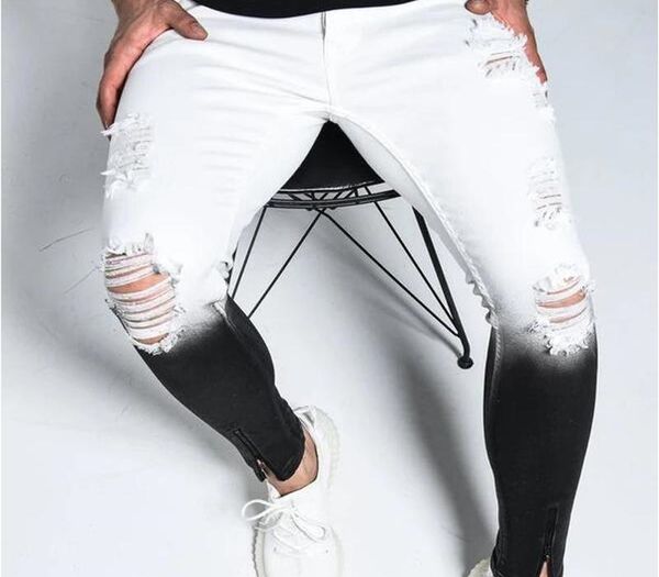 new summer mens skinny jeans men ripped skinny jeans hole destroyed frayed slim fit denim pant with zipper pencil pants trousers, Blue
new summer mens skinny jeans men ripped skinny jeans hole destroyed frayed slim fit denim pant with zipper pencil pants trousers, Blue