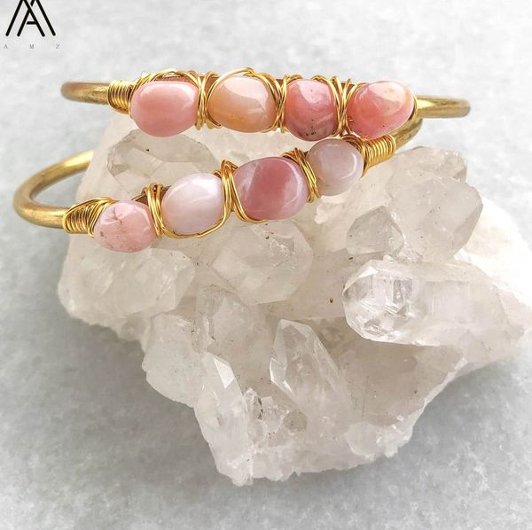 charm bracelets natural pink opal 6-8mm beads open cuff bangles women gold copper wire wrapped gem stones bracelet boho jewelry bg009amab, Golden;silver
charm bracelets natural pink opal 6-8mm beads open cuff bangles women gold copper wire wrapped gem stones bracelet boho jewelry bg009amab, Golden;silver