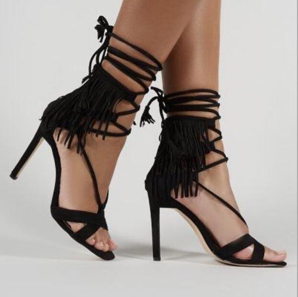 summer round toe sandals fashion tassel design solid color suede roman high heels, Black
summer round toe sandals fashion tassel design solid color suede roman high heels, Black