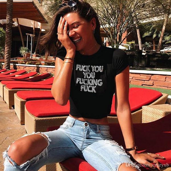 2020 t shirt women letter drill sequins rhinestones short sleeve belly for girls crop fitness streetwear, White;black
2020 t shirt women letter drill sequins rhinestones short sleeve belly for girls crop fitness streetwear, White;black