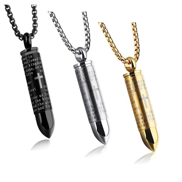 men english prayer bible stainless steel cross pendant chain necklace lxh, Silver
men english prayer bible stainless steel cross pendant chain necklace lxh, Silver