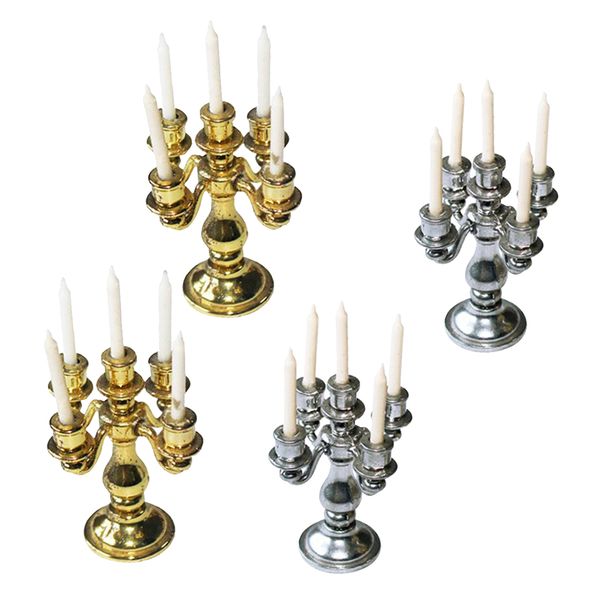 4pcs 1:12 Scale Dollhouse Candle Holders For Bjd Room Handmade Decor Parts