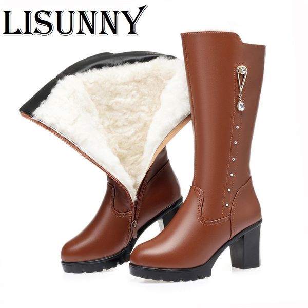 boots 2021 women long winter genuine leather wool warm waterproof snow high heel women's, Black
boots 2021 women long winter genuine leather wool warm waterproof snow high heel women's, Black