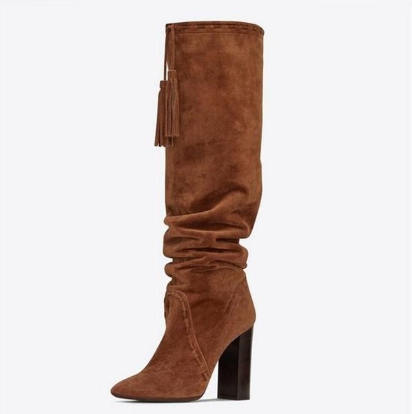 boots women winter fashion square high heel thigh pointed toe brown suede leather tassel ladies for, Black
boots women winter fashion square high heel thigh pointed toe brown suede leather tassel ladies for, Black