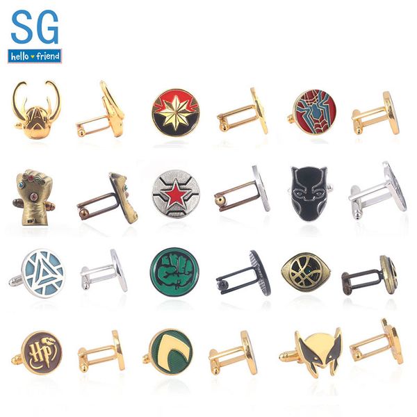 sg movie avengers captain america cufflinks thanos doctor strange hulk panther loki spider iron man tie clips superhero jewelry, Black;blue
sg movie avengers captain america cufflinks thanos doctor strange hulk panther loki spider iron man tie clips superhero jewelry, Black;blue