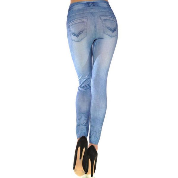 women vintage wash color denim print low rise stretchy pencil pants seamless ankle length skinny fake jeans, Black
women vintage wash color denim print low rise stretchy pencil pants seamless ankle length skinny fake jeans, Black