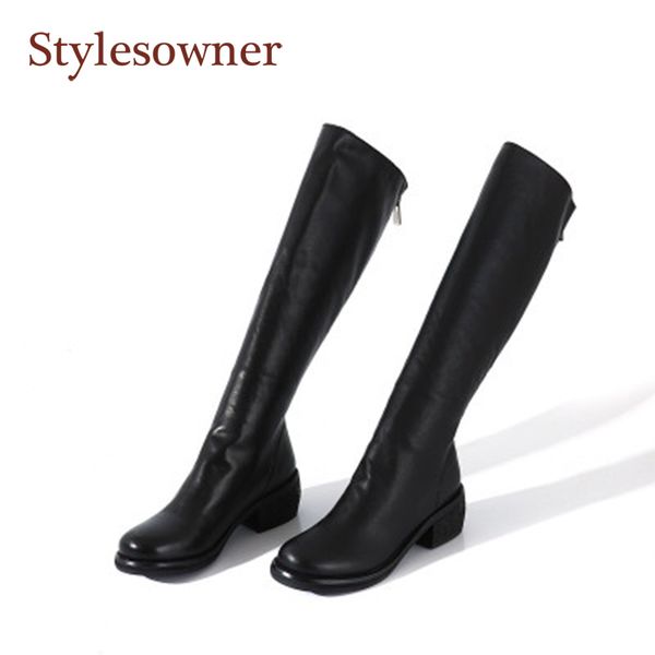 retro back zipper soft leather high boots women 2020 autumn/spring new pleated round toe med thick heel knee-length knight boots, Black
retro back zipper soft leather high boots women 2020 autumn/spring new pleated round toe med thick heel knee-length knight boots, Black