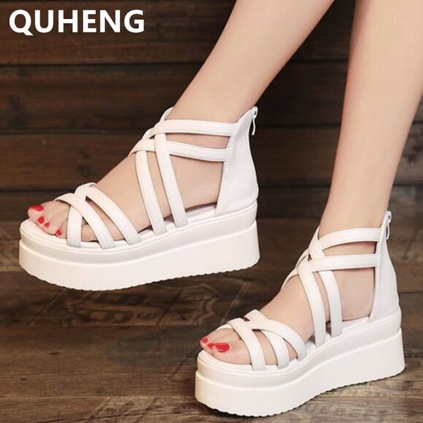 women's summer sandals white fashion platform female sandalias ladies pu leather cross belt peep toe shoes 2020 gladiator mujer, Black
women's summer sandals white fashion platform female sandalias ladies pu leather cross belt peep toe shoes 2020 gladiator mujer, Black