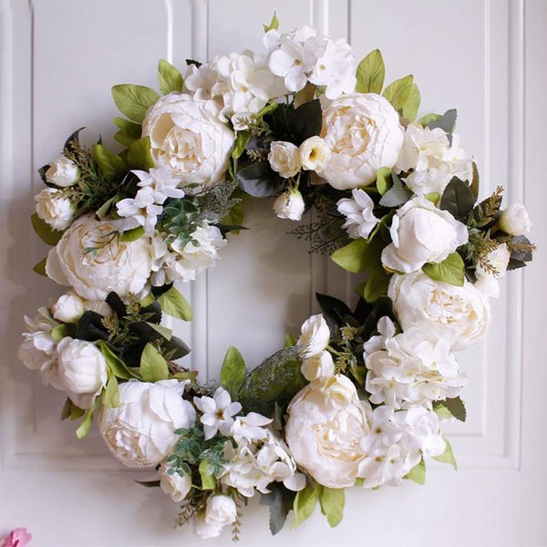 16 inch peony hydrangea wreath artificial peony flower wreath door with green leaves spring for front
16 inch peony hydrangea wreath artificial peony flower wreath door with green leaves spring for front