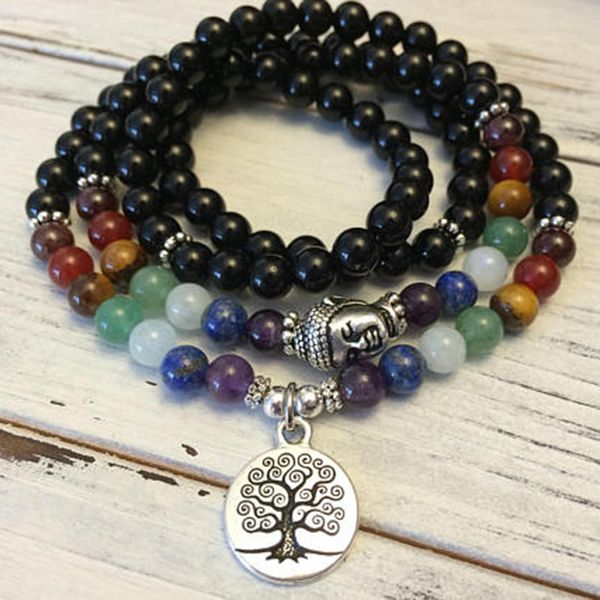 tennis 7 chakra 108 mala wrap bracelet or necklace tree of life charm meditation beads black onyx balancing chakras, Golden;silver
tennis 7 chakra 108 mala wrap bracelet or necklace tree of life charm meditation beads black onyx balancing chakras, Golden;silver