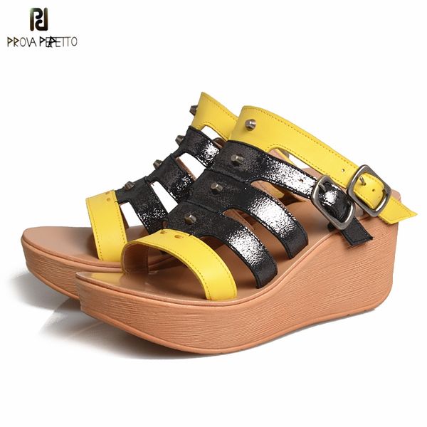 opentoe sandals hollow out thick bottom high platform sandals wedge heels rivet mixed color genuine leather belt buckle slippers, Black
opentoe sandals hollow out thick bottom high platform sandals wedge heels rivet mixed color genuine leather belt buckle slippers, Black
