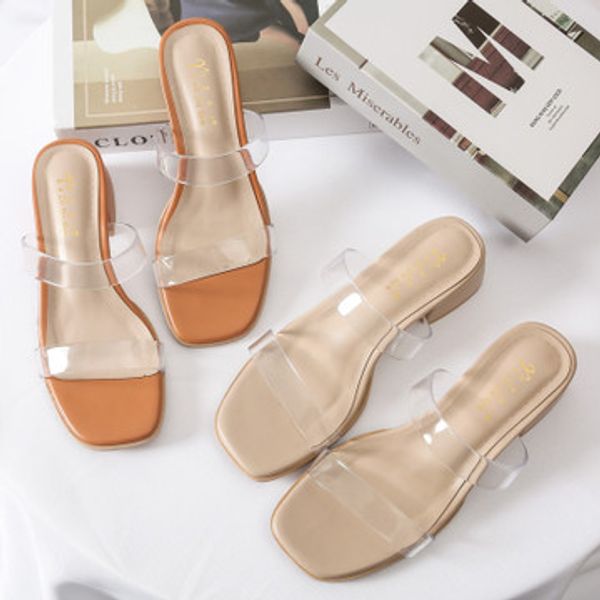 net red transparent slippers women summer 2020new middle-heeled 4cm square toe thick-heeled wild female sandals lazy shoes woman, Black
net red transparent slippers women summer 2020new middle-heeled 4cm square toe thick-heeled wild female sandals lazy shoes woman, Black