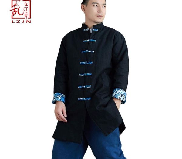 lzjn 2019 winter new chinese traditional men's cotton padded jacket coat contrast color buttons wadded jacket thick and warm, Black 
lzjn 2019 winter new chinese traditional men's cotton padded jacket coat contrast color buttons wadded jacket thick and warm, Black