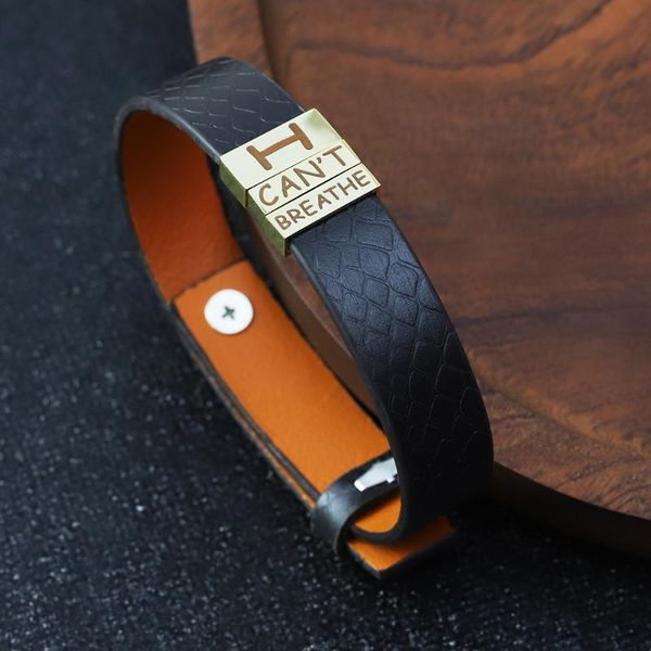 letter engrave stainless steel charm bracelet i can't breath black lives matter real leather wrap bracelet for men wristband new, Golden;silver
letter engrave stainless steel charm bracelet i can't breath black lives matter real leather wrap bracelet for men wristband new, Golden;silver