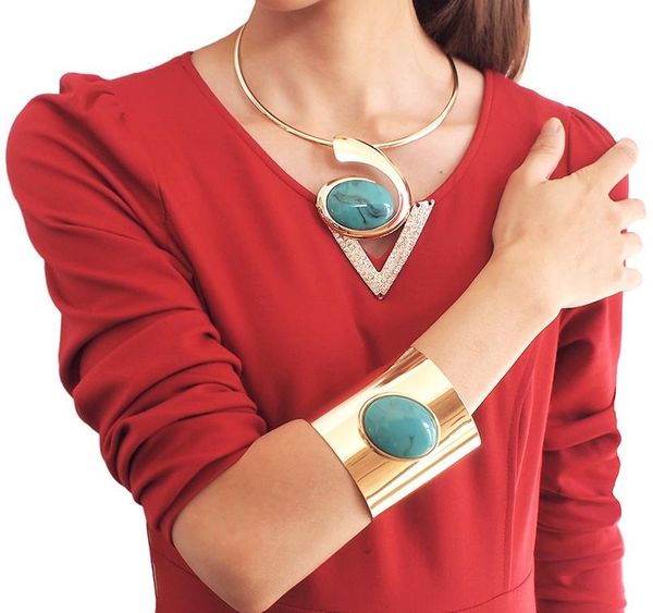 fashion big resin torques cuff bracelet set necklace alloy statement necklaces for women wedding party jewelry sets003, Silver
fashion big resin torques cuff bracelet set necklace alloy statement necklaces for women wedding party jewelry sets003, Silver