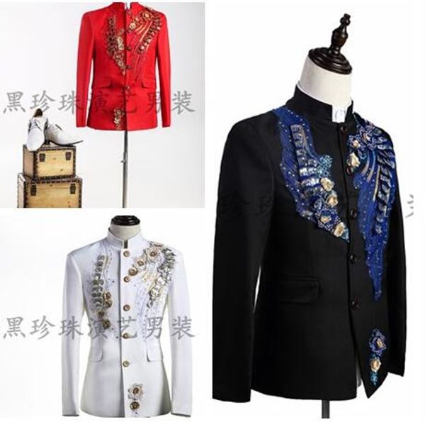 red white men suits designs masculino homme terno stage costumes for singers men sequin blazer dance clothes jacket style dress, White;black
red white men suits designs masculino homme terno stage costumes for singers men sequin blazer dance clothes jacket style dress, White;black