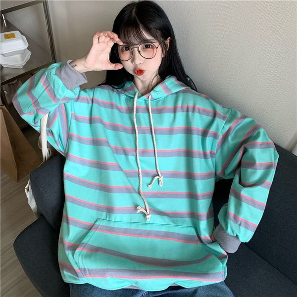 women's cotton striped contrast color hooded sweatersweater sweater korean style loose thin fall 2020 new lazy style for students ma, Black
women's cotton striped contrast color hooded sweatersweater sweater korean style loose thin fall 2020 new lazy style for students ma, Black