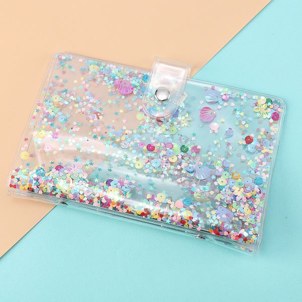 A5/a6 Clear Pvc Sequins Binder 6-hole Metal Ring Notepad Cover Cute Diary Handbook Packaging Portable Office Travel Supplies