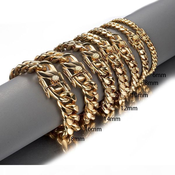 gold color stainless steel miami curb cuban link chain bracelet bangle 7-11 inches customized length for men 8 10 12 14 16 18mm, White
gold color stainless steel miami curb cuban link chain bracelet bangle 7-11 inches customized length for men 8 10 12 14 16 18mm, White