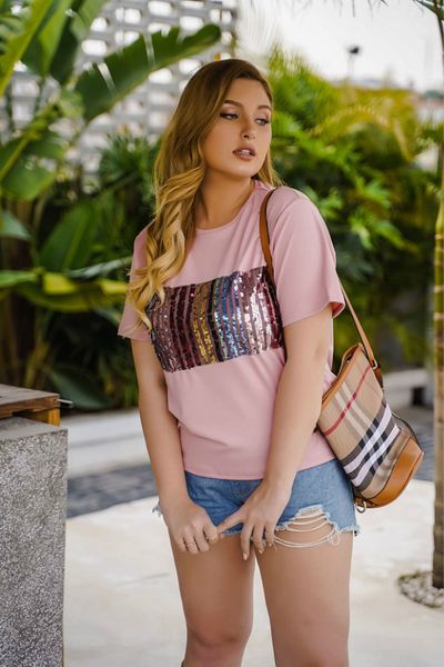 women t-shirt 2020 new arrival plus size loose short sleeve sequins striped print girls casual fashion tees crew neck sell, White
women t-shirt 2020 new arrival plus size loose short sleeve sequins striped print girls casual fashion tees crew neck sell, White