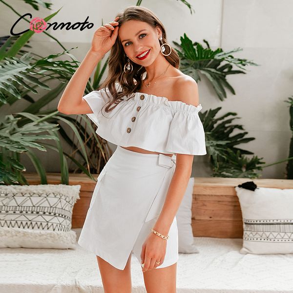 conmoto solid white beach summer dress off shoulder ruffles button women dress sets wrap casual bow femme vetidos, Black;gray
conmoto solid white beach summer dress off shoulder ruffles button women dress sets wrap casual bow femme vetidos, Black;gray