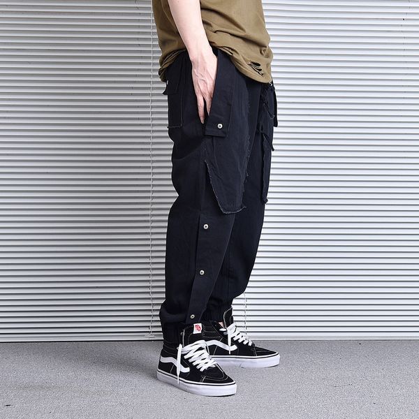 men's jeans fashion streetwear men black color loose fit spliced designer denim cargo pants wide leg harem trousers hip hop, Blue
men's jeans fashion streetwear men black color loose fit spliced designer denim cargo pants wide leg harem trousers hip hop, Blue