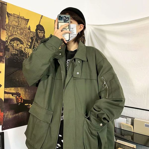 autumn ins hong kong style retro tooling jacket male korean version of loose youth trend casual wild jacket coat, Black;brown
autumn ins hong kong style retro tooling jacket male korean version of loose youth trend casual wild jacket coat, Black;brown