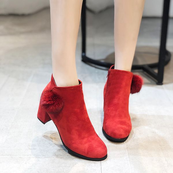 boots women warm red black high heel ankle 6 cm square hairball decoration elegant plush short female
boots women warm red black high heel ankle 6 cm square hairball decoration elegant plush short female