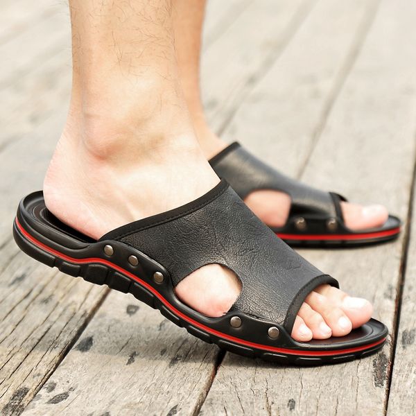 summer men slippers outdoor breathable man flat shoes beach slippers comfortable genuine leather flip flops male, Black
summer men slippers outdoor breathable man flat shoes beach slippers comfortable genuine leather flip flops male, Black