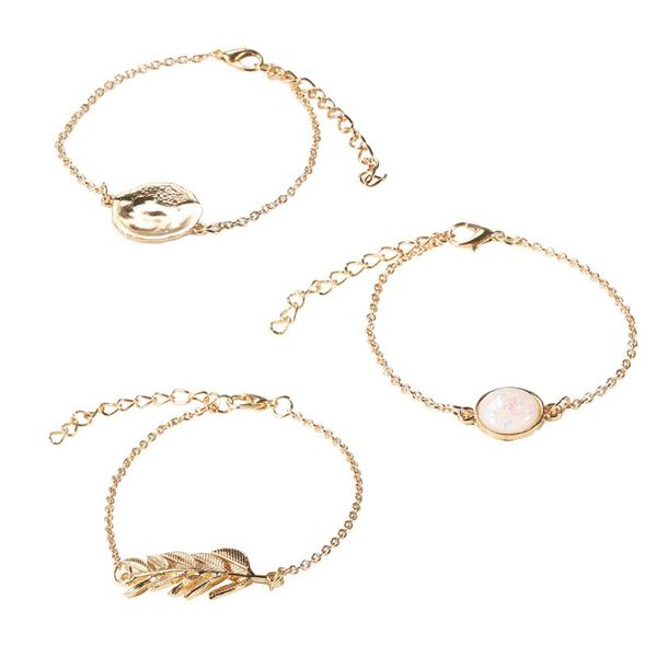 3pcs vintage golden chain imitation opal stone leaves round discs charm bracelets kit for women fashion jewelry gifts, Golden;silver
3pcs vintage golden chain imitation opal stone leaves round discs charm bracelets kit for women fashion jewelry gifts, Golden;silver