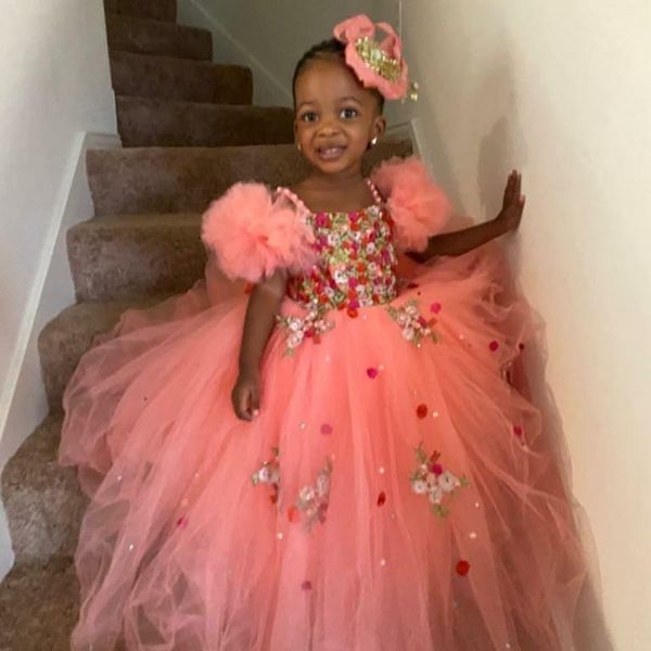 black girls flower girl dresses for wedding beads appliqued ruffles girls pageant gowns tulle sequined first communion dress kids birthday, White;blue
black girls flower girl dresses for wedding beads appliqued ruffles girls pageant gowns tulle sequined first communion dress kids birthday, White;blue