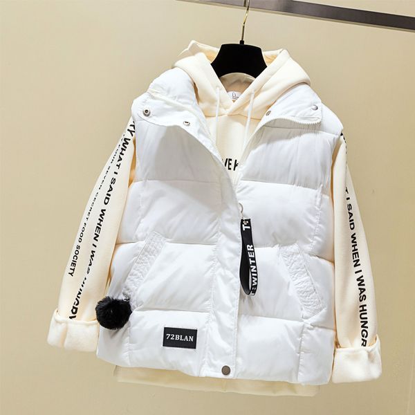 women's vests stand collar women winter 2021 short vest cotton padded jacket sleeveless female waistcoat, Black;white
women's vests stand collar women winter 2021 short vest cotton padded jacket sleeveless female waistcoat, Black;white