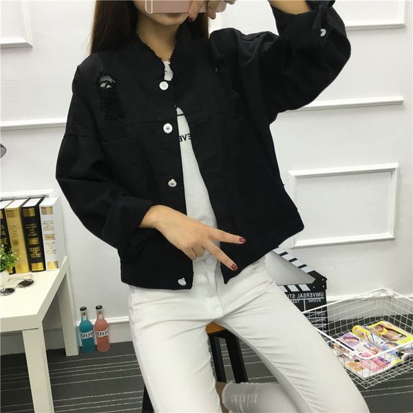 women's jackets spring women white black jacket denim casual harajuku streetwear jeans coat female vintage ka673, Black;brown
women's jackets spring women white black jacket denim casual harajuku streetwear jeans coat female vintage ka673, Black;brown