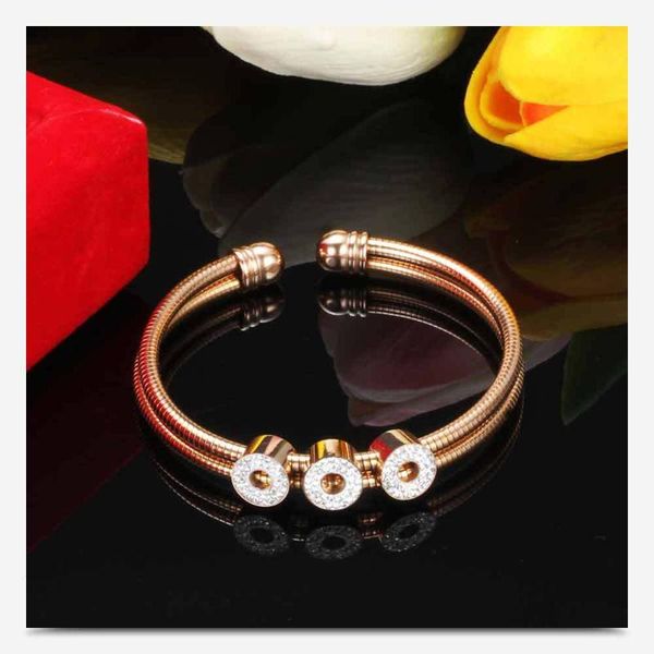 new rose gold rhinestone three small circles charms bangle snake chain stainless steel double layer bracelet femme manchette, Black
new rose gold rhinestone three small circles charms bangle snake chain stainless steel double layer bracelet femme manchette, Black