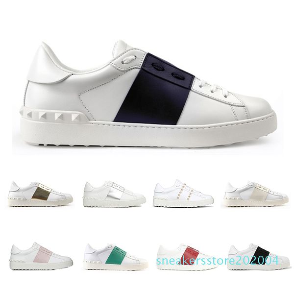 fashion designer shoes for mens women rivet sliver black green pink stripe leather walking casual shoe size 36-46 s04
fashion designer shoes for mens women rivet sliver black green pink stripe leather walking casual shoe size 36-46 s04
