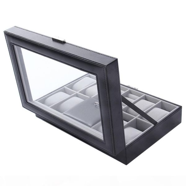 fanala 2 in one 8 grids+3 mixed grids pu leather watch case storage organizer box luxury jewelry ring display watch boxes black, Black;blue 
fanala 2 in one 8 grids+3 mixed grids pu leather watch case storage organizer box luxury jewelry ring display watch boxes black, Black;blue