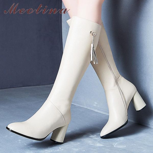meotina winter knee high boots women natural genuine leather thick high heel long boots zipper round toe shoes lady autumn 34-39, Black
meotina winter knee high boots women natural genuine leather thick high heel long boots zipper round toe shoes lady autumn 34-39, Black