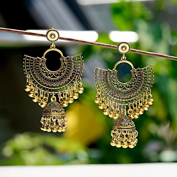 anqi gypsy jewelry boho ethnic gold sliver color metal hollow big bells long drop dangle earrings for women oorbellen, Silver
anqi gypsy jewelry boho ethnic gold sliver color metal hollow big bells long drop dangle earrings for women oorbellen, Silver