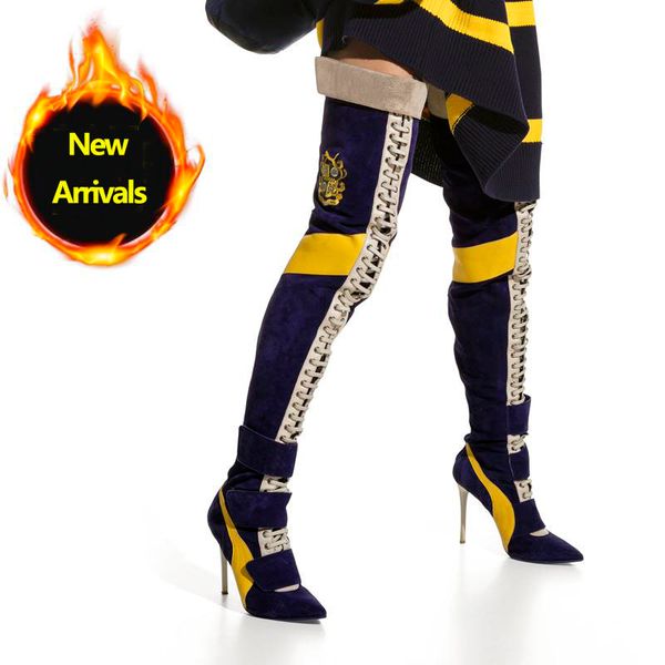 new arrivals walking boots lady nubuck cross-tied over the knee long botas mixed color pointed toe zip knight boots shoes woman, Black
new arrivals walking boots lady nubuck cross-tied over the knee long botas mixed color pointed toe zip knight boots shoes woman, Black