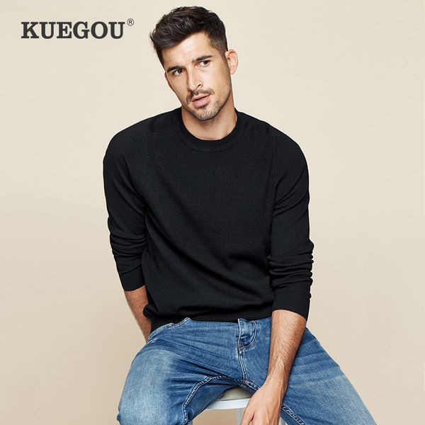 kuegou 2020 autumn wool plain striped black sweater men pullover casual jumper male brand knitted korean style clothes 19005, White;black 
kuegou 2020 autumn wool plain striped black sweater men pullover casual jumper male brand knitted korean style clothes 19005, White;black