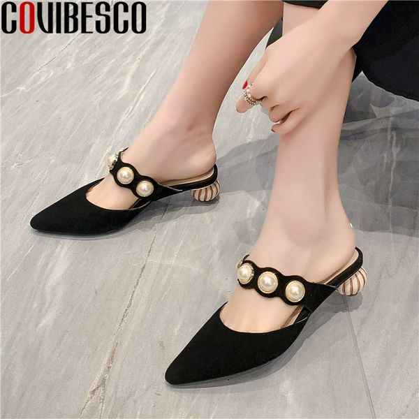 covibesco sweet fashion pearl decoration women mules 2020 summer autumn genuine leather strange heels pumps dancing shoes woman, Black
covibesco sweet fashion pearl decoration women mules 2020 summer autumn genuine leather strange heels pumps dancing shoes woman, Black