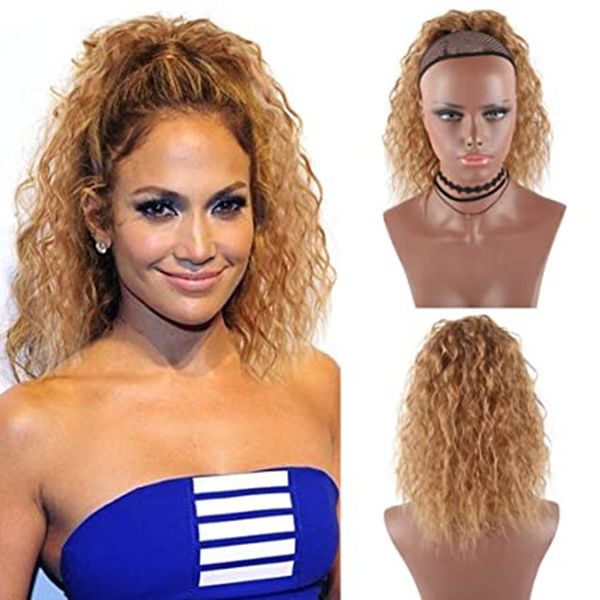 honey blonde short curly wave ponytail extension drawstring hair bun extension with two plastic combs hairpiece for women 14" #27, Black 
honey blonde short curly wave ponytail extension drawstring hair bun extension with two plastic combs hairpiece for women 14" #27, Black