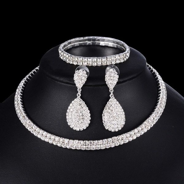 3pcs/set wedding jewelry sets for women necklace bracelet earring set crystal wedding engagement jewelry, Silver
3pcs/set wedding jewelry sets for women necklace bracelet earring set crystal wedding engagement jewelry, Silver
