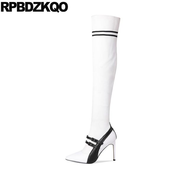 stiletto shoes knit over the knee heel slim thigh boots for plus size women big fetish extreme 10 white pointed toe, Black
stiletto shoes knit over the knee heel slim thigh boots for plus size women big fetish extreme 10 white pointed toe, Black