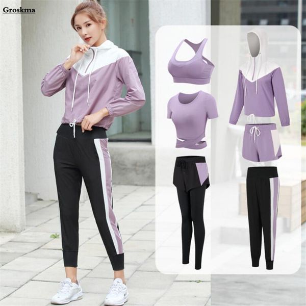 women yoga 5 piece set hooded jacket+t shirt+bra+shorts+pants quick dry fitness gym sportswear clothing running suits, White;red
women yoga 5 piece set hooded jacket+t shirt+bra+shorts+pants quick dry fitness gym sportswear clothing running suits, White;red